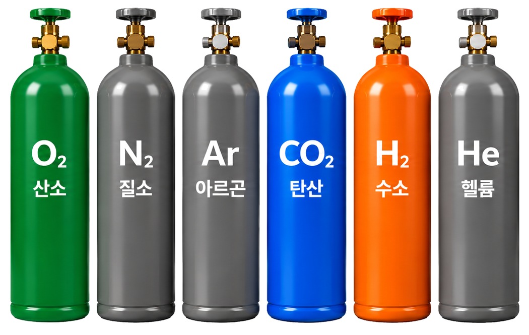 산소·질소·아르곤·탄산·수소·헬륨 가스 실린더